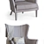 Modern Wingback Chair with Nailheads 3D model small image 3