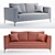 Luxurious Slub Velvet Edlyn Sofa 3D model small image 3