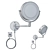 Dual-View ES-002 Mirror: Sleek Chrome Finish 3D model small image 3