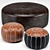 Short unique title: Hand-Carved Leather Pouf Set 3D model small image 1