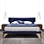 Velvet Slash Bed & Nightstands with Aged Brass Accents 3D model small image 1