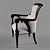 Elegant Dutch Armchair: Dark Mahogany & White Fabric 3D model small image 2