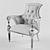 Elegant Dutch Armchair: Dark Mahogany & White Fabric 3D model small image 3