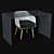 Transparent Writing Desk + White Armchair 3D model small image 1