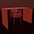Transparent Writing Desk + White Armchair 3D model small image 2