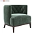 Opulent Velvet Bourbon Armchair 3D model small image 1