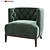 Opulent Velvet Bourbon Armchair 3D model small image 2