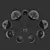 Handcrafted 8-Light Black Chandelier 3D model small image 3