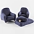 Elegant Lacroix Armchair & Pouf Set 3D model small image 1