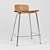 Modern Walnut Counter Stool 3D model small image 1