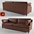 Elegant Leather Sofa 3D model small image 1