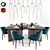 Elegant Minotti Amelie Dining Set 3D model small image 1