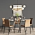 Elegant Anna Chair & Ray Dinning Table Set 3D model small image 2