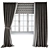 Elegant Dark Brown Floor-Length Curtains 3D model small image 1