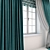 Turquoise Floor-Length Straight Curtains with Geometric Design 3D model small image 2