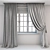 Turquoise Floor-Length Straight Curtains with Geometric Design 3D model small image 3