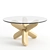 Sleek Oak and Black Ding Coffee Table 3D model small image 1