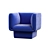 Contemporary Blue Block Armchair 3D model small image 1
