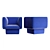Contemporary Blue Block Armchair 3D model small image 2