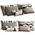 Elegant Embroidered Accent Pillows 3D model small image 1