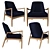 Midnight Blue Velvet Crispin Chair 3D model small image 2