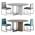 Chic Meridiani Plinto Table & Rider Chairs 3D model small image 2