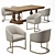 Elegant RH St James Dining Set 3D model small image 1