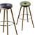 Sleek Kitson Barstool: Natural Wood, Black 3D model small image 1