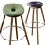 Sleek Kitson Barstool: Natural Wood, Black 3D model small image 2