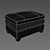Sleek Black Leather Chair Ottoman 3D model small image 3