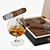 Luxury Whiskey Glass with Cohiba Cigars 3D model small image 2