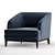 EICHHOLTZ Monterey Chair: Elegant Midnight Blue Velvet 3D model small image 1