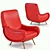 Vintage Red Leather Armchair 3D model small image 1