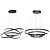 Sleek 32" Triple Ring LED Pendant 3D model small image 1