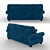  Stylish Olsberg Steel Sofa: 230cm Width, 96cm Depth, 99cm Height 3D model small image 2