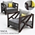 Sleek Saga Lounge Armchair 3D model small image 1