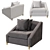 Elegant Eichholtz Chair Candle: Savona Grey Velvet & Brushed Brass 3D model small image 1