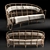 Danish Curved Rattan Sofa: Timeless Elegance & Comfort 3D model small image 1