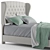 Elegant Tufted Wingback Bed 3D model small image 2