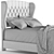 Elegant Tufted Wingback Bed 3D model small image 3