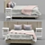 Elegant White Lacquered Wooden Bed 3D model small image 1