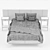 Elegant White Lacquered Wooden Bed 3D model small image 3