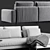 Luxury Rolf Benz 007 Nuvola Sofa Set 3D model small image 3