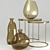 Zara Home Decor Set: Marble Gold Tables, Organic Bottles, Vintage Glass Vase 3D model small image 1