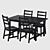 Nordviken Dining Set: Table & Chairs 3D model small image 1