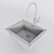 Stainless Steel Single Kitchen Sink 3D model small image 2