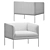 Modern Leather and Felt Lounge Chair 3D model small image 2