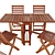 Foldable Outdoor Dining Set 3D model small image 2