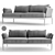 Pedrali Reva Fabric Metal Sofa 3D model small image 1