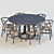Sleek Wishbone Chairs Set 3D model small image 1
